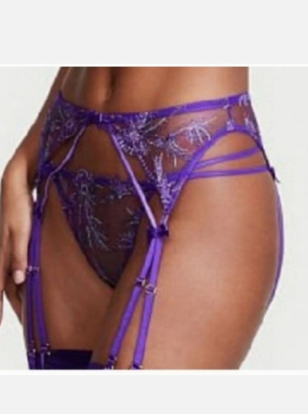 Victoria's secret very sexy starstruck garter belt PURPLE SHOCK MEDIUM LARGE